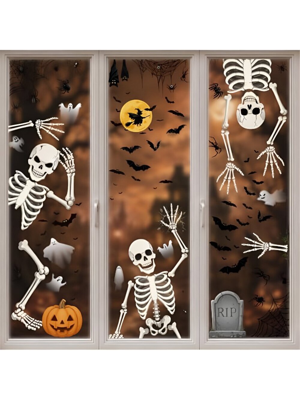 Skeleton Halloween Window Clings, Halloween Stickers for Halloween Decorations